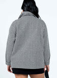Jacket Houndstooth print Classic collar Zip fastening at front Twin hip pockets Slits at cuffs