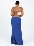 Blue maxi skirt Rayon Mid rise Invisible zip fastening at side Frill hem