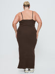 Princess Polly Curve  Knit maxi dress Scoop neckline, adjustable shoulder straps  Good stretch, unlined  Princess Polly Lower Impact