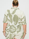 Green Graphic print shirt Relaxed fit, lapel collar, button fastening at front