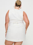 Evry Linen Blend Mini Skirt White Curve