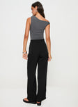Black Pants High rise fit, wide leg, belt looped waist, zip & button fastening