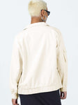 Bomber jacket Zip front fastening  Classic collar  Elasticated cuffs & waistband  Pocket on arm Non-stretch