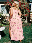 Princess Polly Sweetheart Neckline  Emmeline Off The Shoulder Maxi Dress Pink Floral Curve