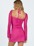 Dyer Sheer Sleeve Mini Dress Hot Pink
