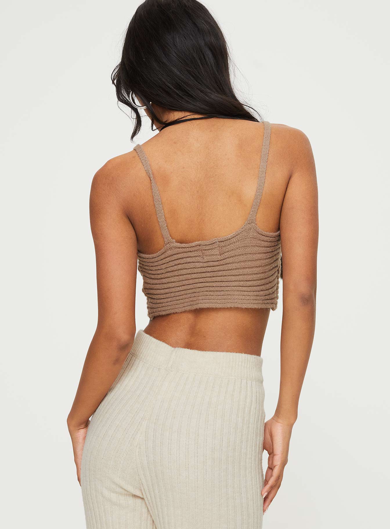 Knit Top  Sweetheart neckline, cropped style