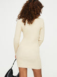 Long sleeve mini knit dress Slim fitting, twist detail at bust with cut out Good stretch, unlined 