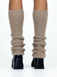 Leg warmers Soft knit material  Below the knee length  Good stretch 