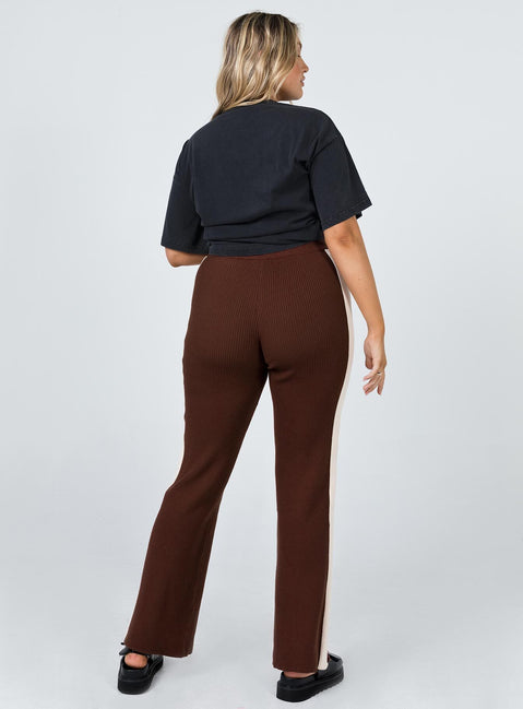 Contrast Wide Leg Knit Pant