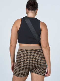 Jacqui Houndstooth Bike Shorts Brown
