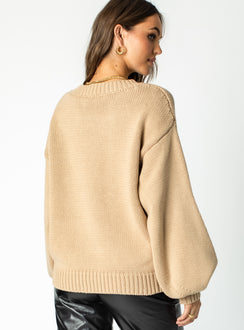 Harmony Balloon Sleeve Knit Sweater Dark Brown