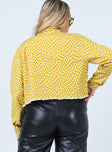 Trippy Waves Cropped Jacket Yellow