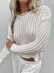 Sweater  100% cotton Soft knit material  Delicate material - wear with care  Wide neckline  Drop shoulder  Good stretch  Sheer / Unlined 