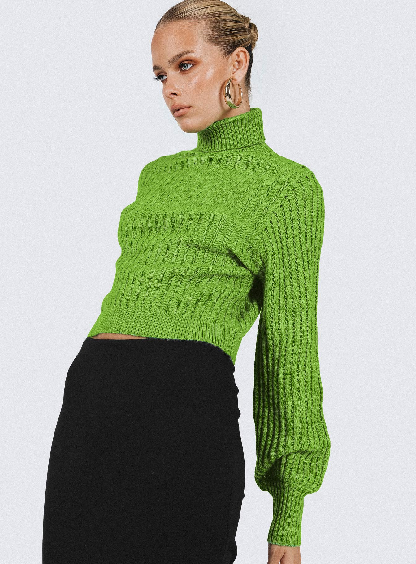 Mckilah Turtleneck Knit Sweater Green Princess Polly  Cropped 