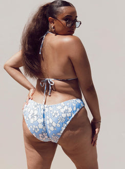 Wonda Hawaiian Floral Bikini Bottom Blue Curve