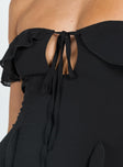 Princess Polly Square Neck  Molins Off The Shoulder Mini Dress Black