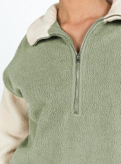 Sweater Fleece material High neck Quarter zip fastening at front