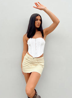 In the Moment Strapless Top White Broderie
