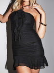 Princess Polly Asymmetric Neckline  Arien Strapless Mini Dress Black