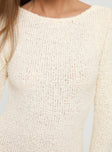 Long sleeve maxi dress Boucle material, low back, sheer knit, tie fastening at back&nbsp;