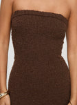 Chocolate Strapless maxi dress with elasticated band at bust