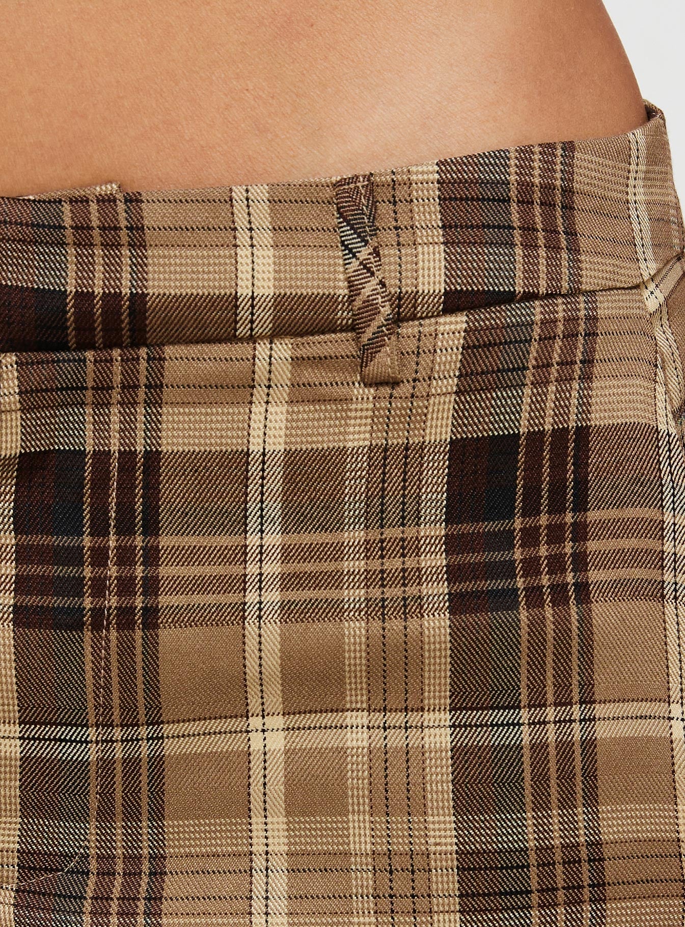 Plaid culottes Low rise, belt looped waist, twin hip pockets