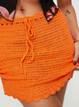 Mirrabook Crochet Mini Skirt Orange