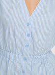Striped romper Classic collar, button fastening down front, elasticated waistband