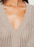 Crochet matching set  Button up shirt, v-neckline, button fastening at front, drop shoulder  High rise pants, thick elasticated waistband, straight leg