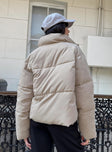 Puffer jacket High neck  Zip front fastening  Twin hip pockets  Non-stretch