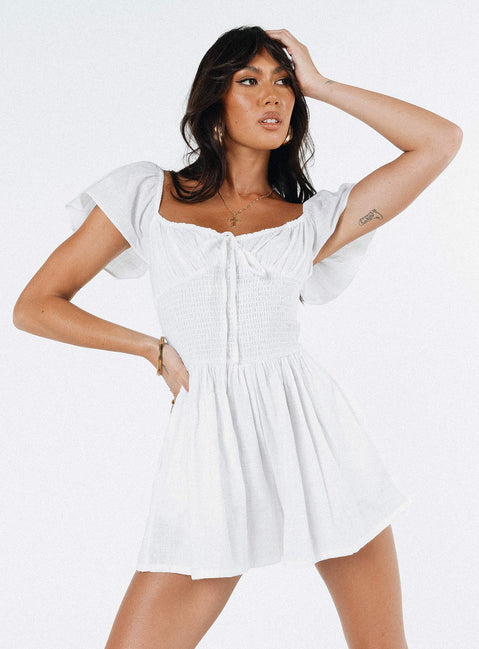 Front Row Romper Plain White