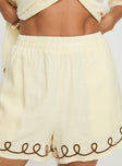 Jamari Linen Blend Shorts Cream / Brown
