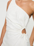 One-shoulder mini dress with Adjustable cut outs at side, invisible zip fastening at side
