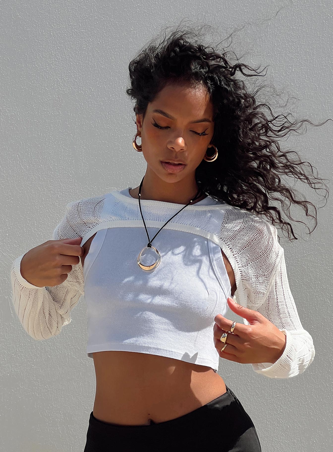 Bolero Knit material Cropped front Flared sleeve  Good stretch