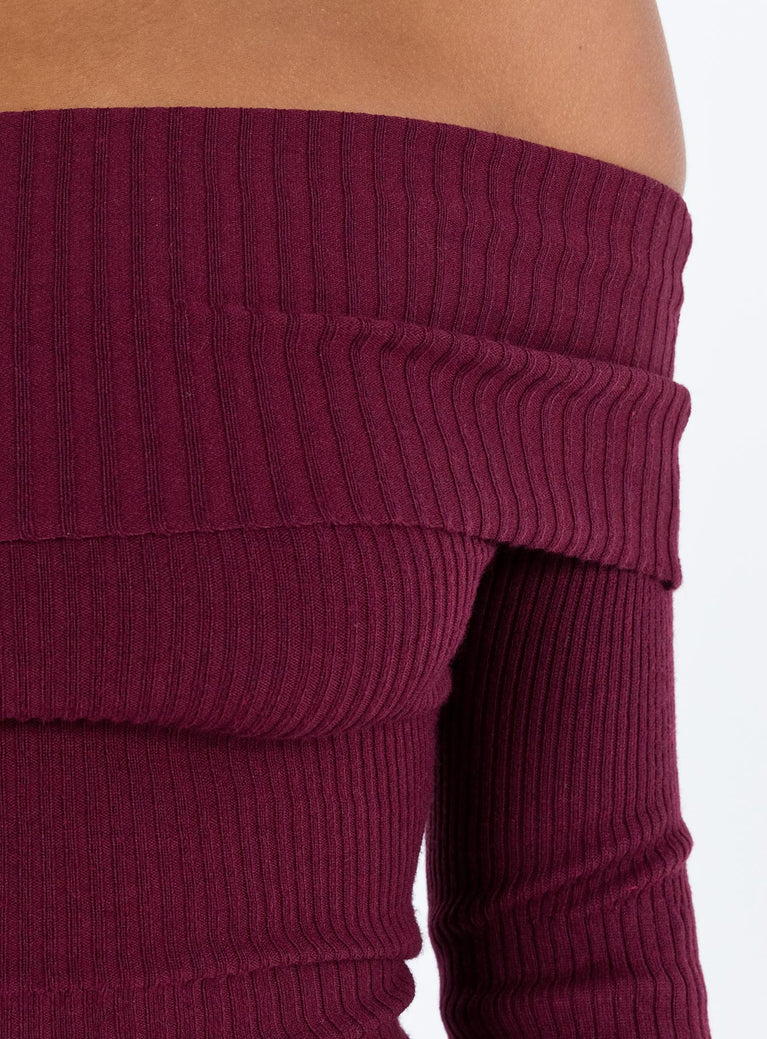 Morley Off Shoulder Sweater Grey Marle | Princess Polly A