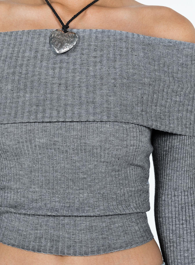 Morley Off Shoulder Sweater Grey Marle