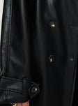 Neo Faux Leather Trench Onyx