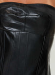 Leers Faux Leather Strapless Top Black