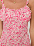Floral print midi dress Adjustable shoulder straps, sweetheart neckline, invisible zip fastening at side