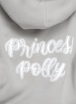 Princess Polly Hooded Sweatshirt Puff Text Grey