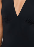 Black Mini dress Slim fit, halter style, plunging neckline, open back