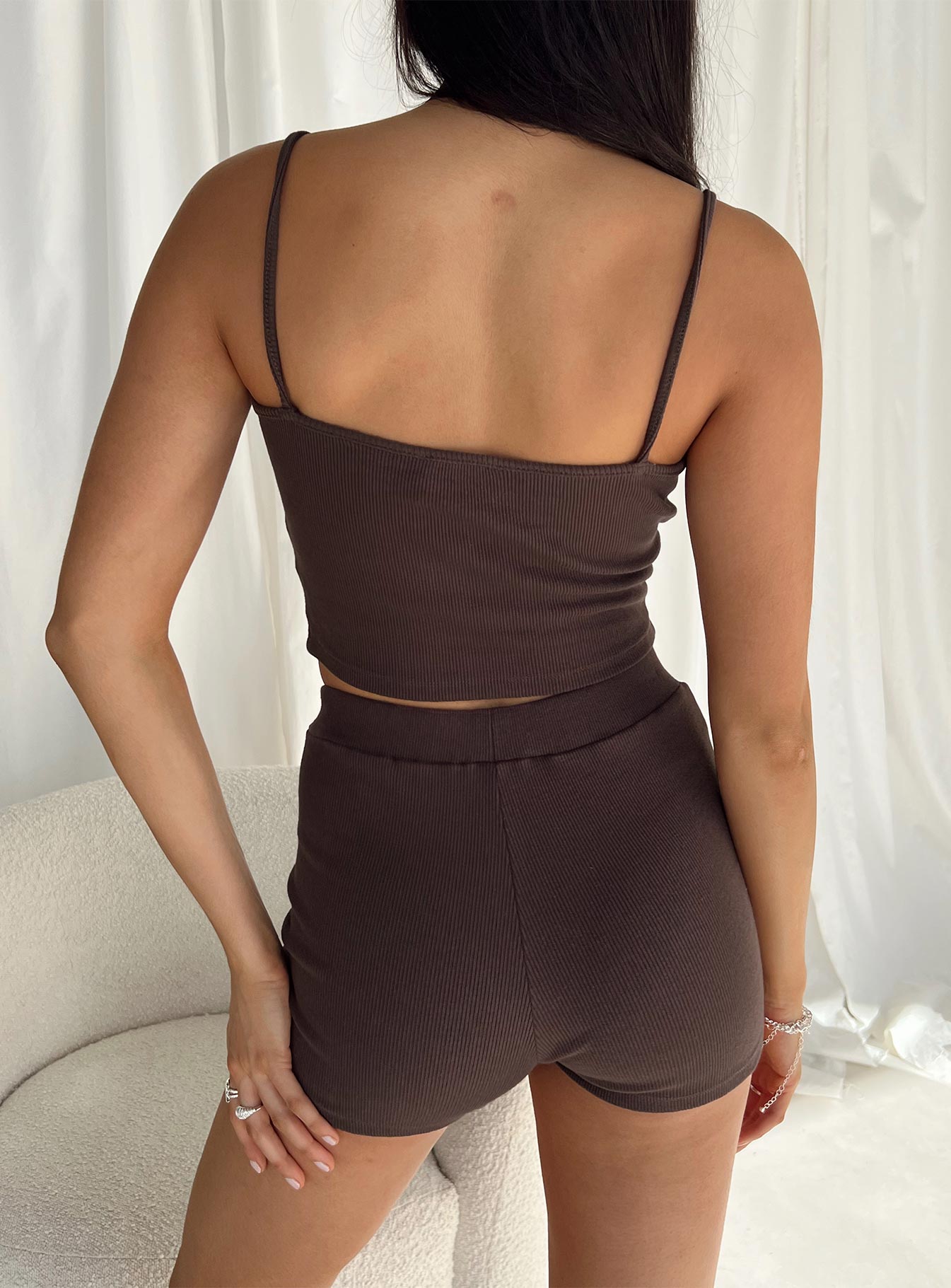 Bike shorts Ribbed material High waisted Elasticated waistband