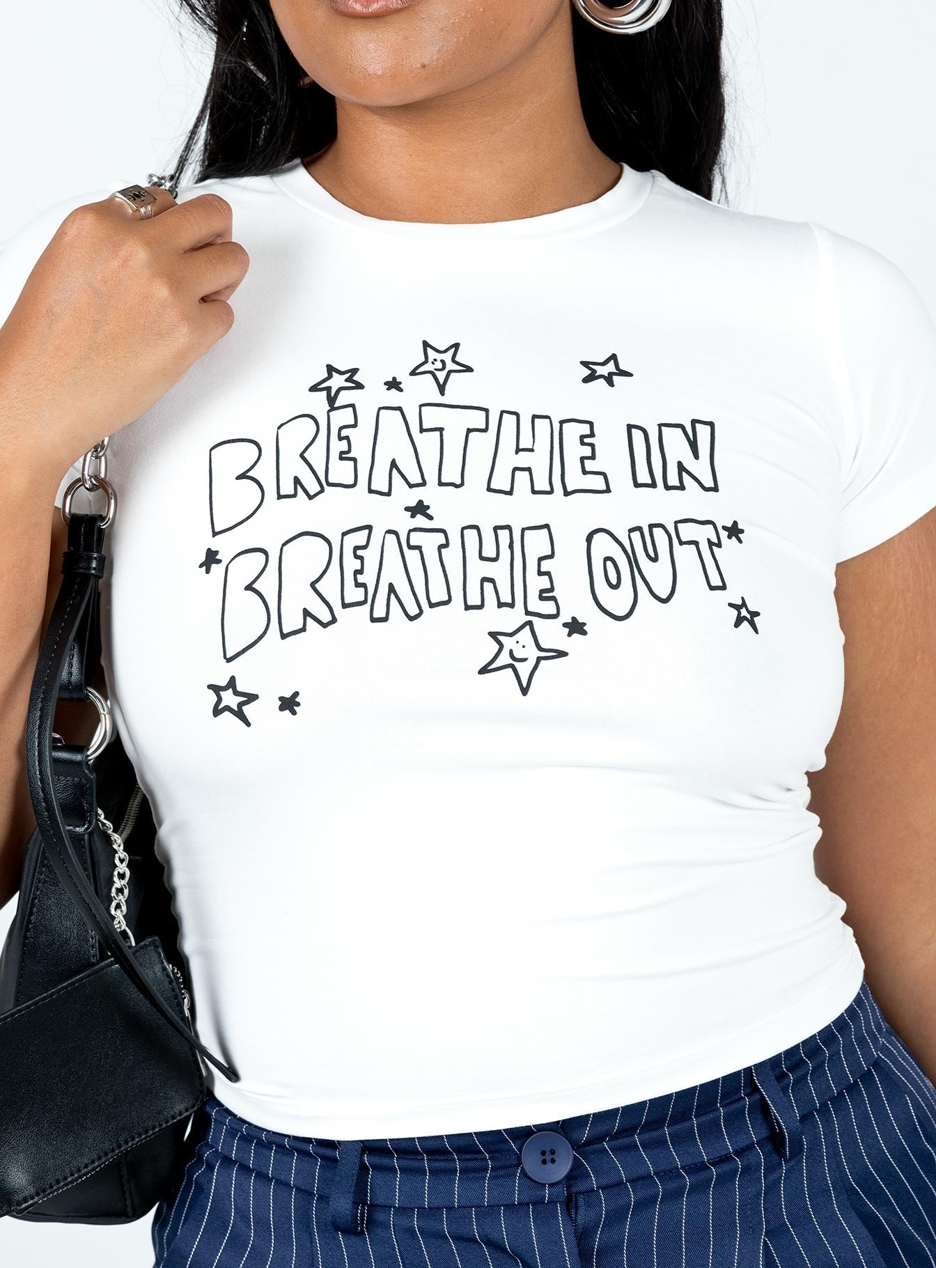 White cropped tee Graphic print