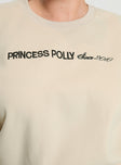 Princess Polly Crew Neck Sweatshirt Block / Cursive Text Stone Curve Princess Polly  Cropped 