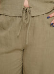 Zodiac Linen Blend Pants Olive Curve