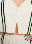 Heenny Vest Top White / Green Curve
