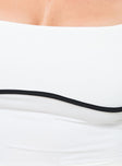 White and black Crop top Adjustable straps, contrast detail, scooped neckline