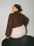 Sweater, brown, relaxed fit, High neckline Soft knit material Cropped fit Balloon style sleeves