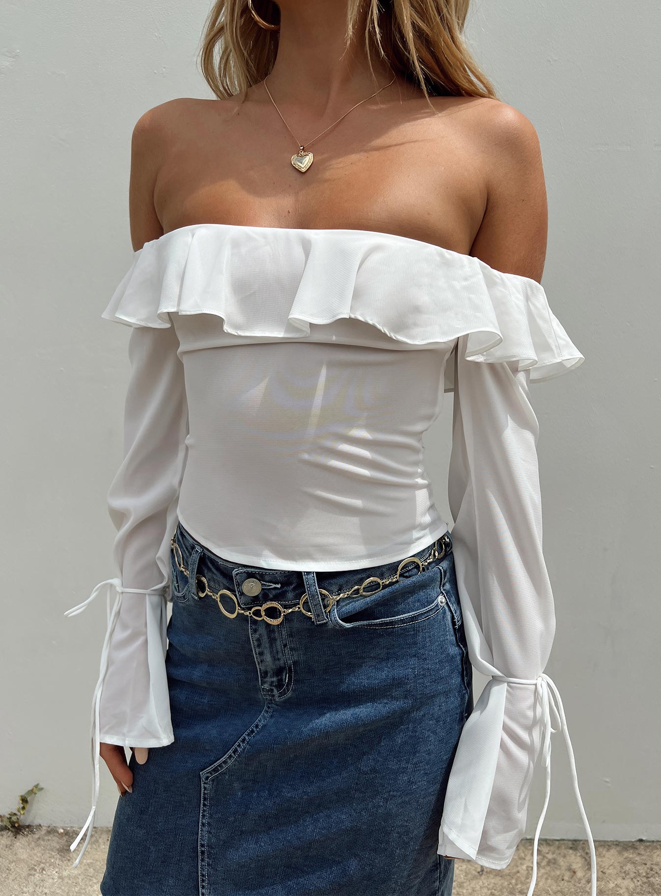 Hensman Off The Shoulder Top White