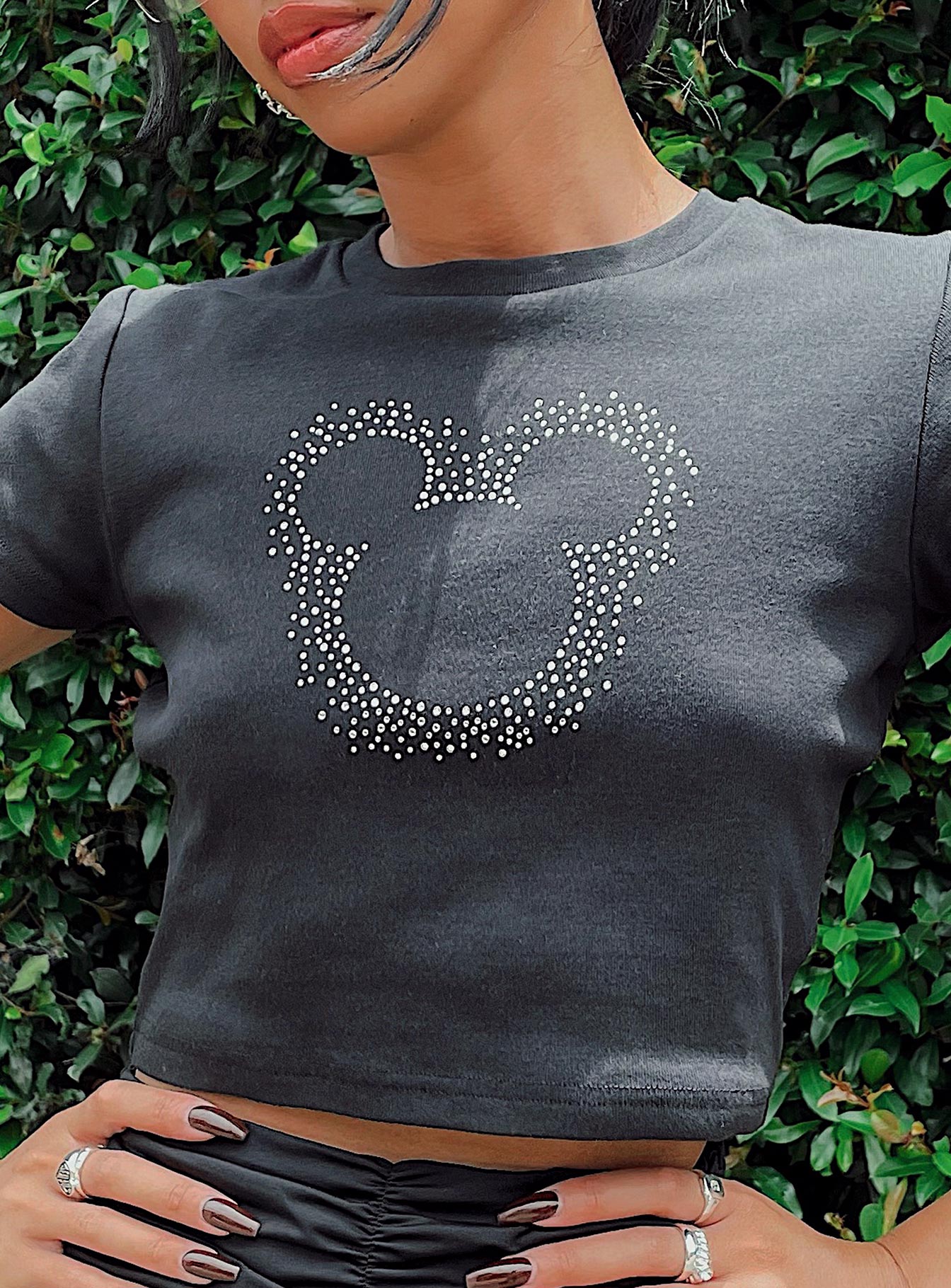 Disney Mickey Mouse Outline Cropped Tee Black